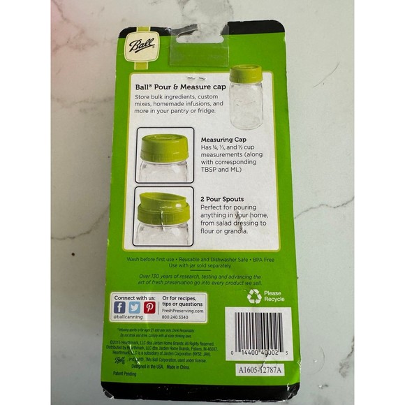 NEW NIB Ball Pour & Measure Cap Sprout Wide Mouth Canning Accessory Tool - Picture 5 of 7
